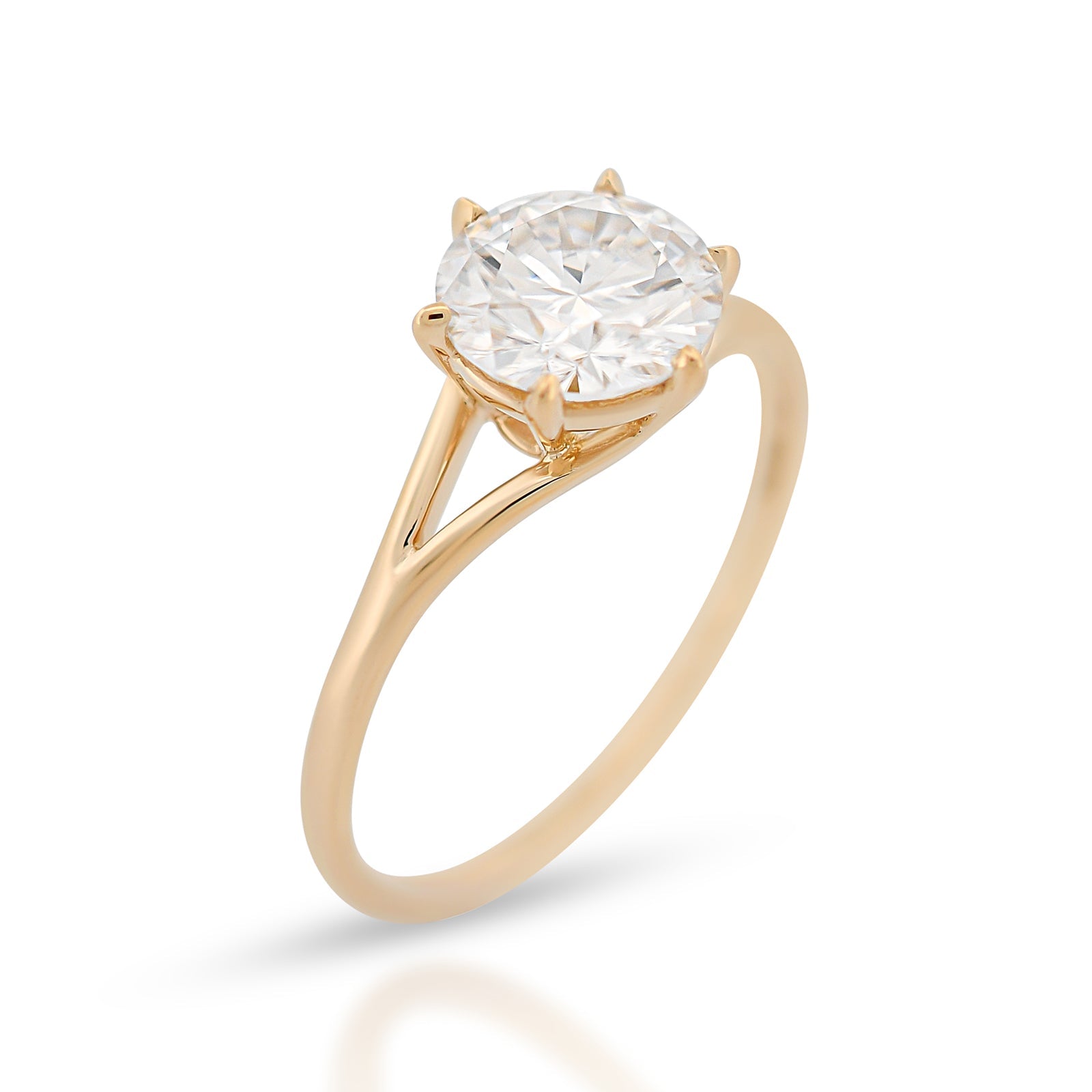White Moissanite 2.5ct Ring in 9ct Yellow Gold