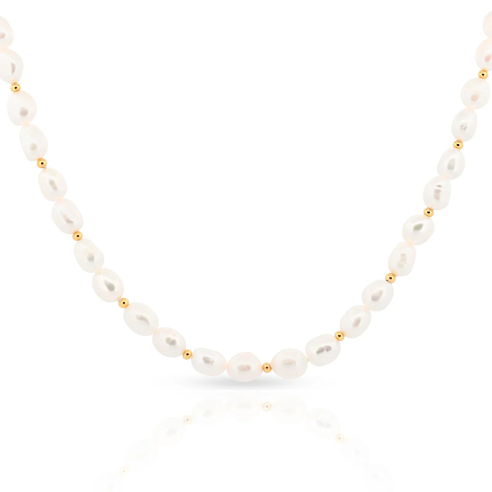 Freshwater Pearl & Gold Bead Necklace